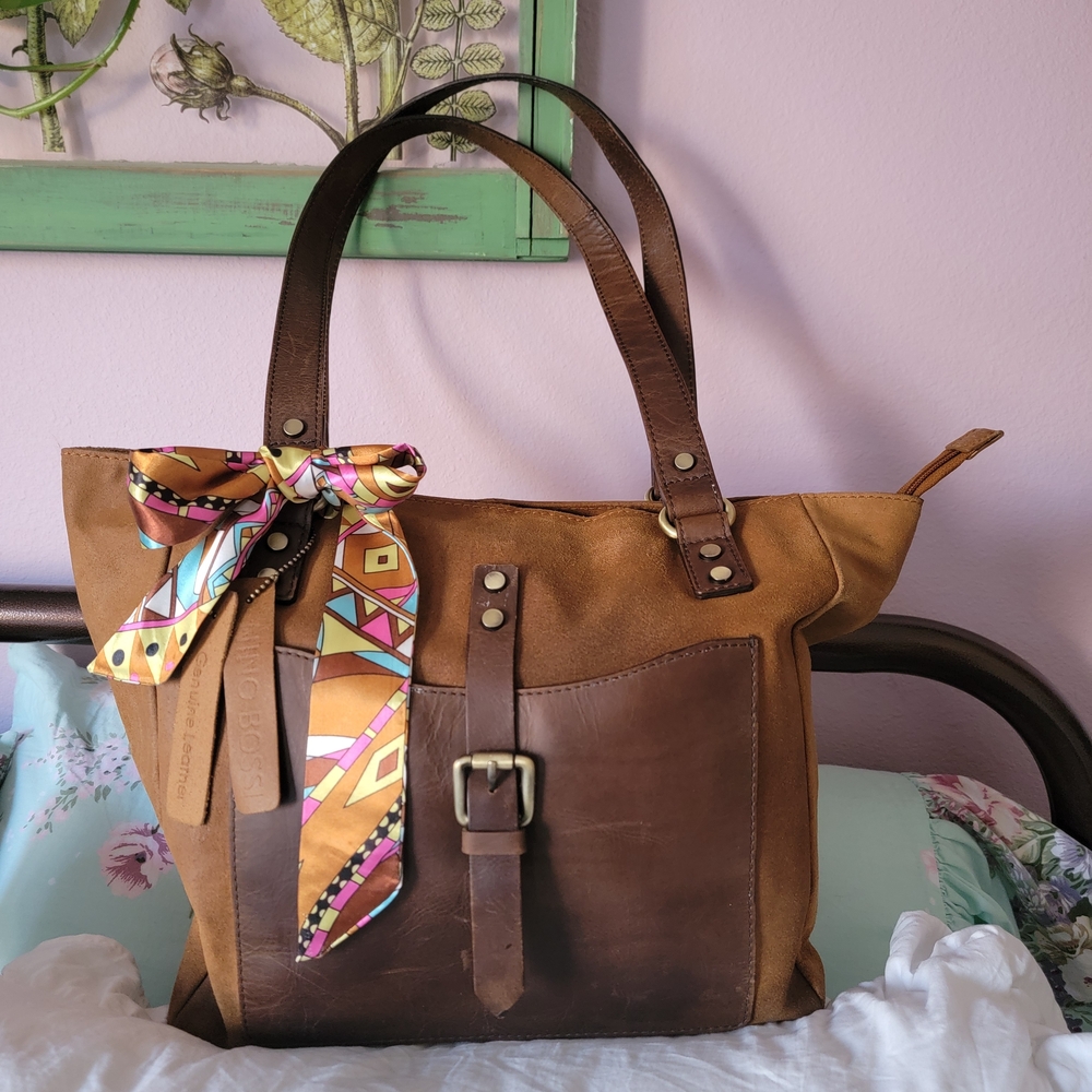 Nino Bossi Brown Leather Tote Bag